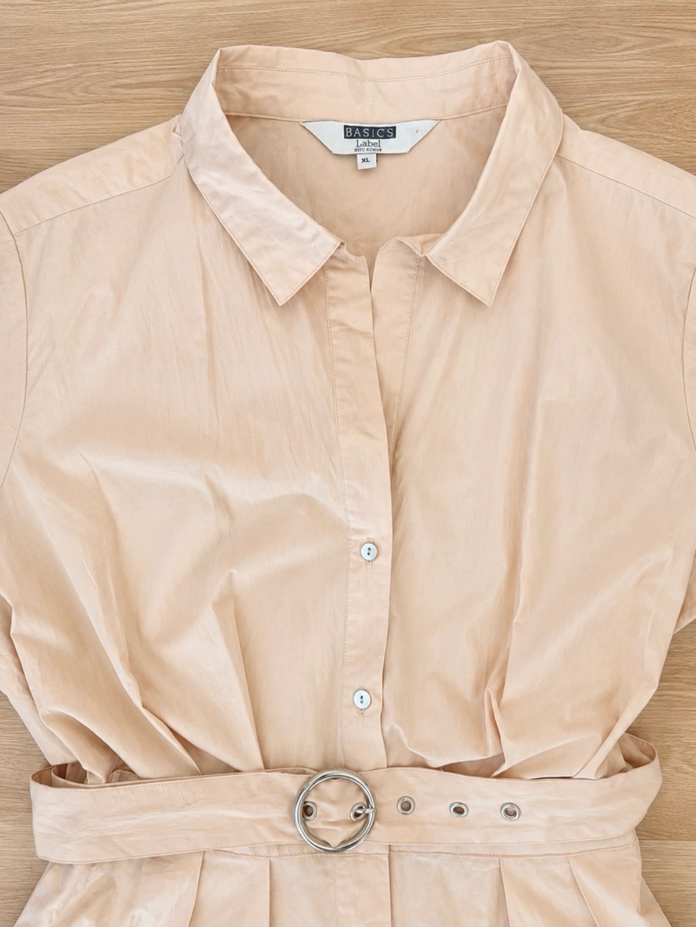 Ritu Kumar Light Beige Wide Leg Jumpsuit Belted Collared Cropped Pants M-L - Picture 3 of 8